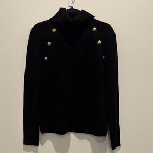 Veronica Beard Black Sweater with Gold Buttons